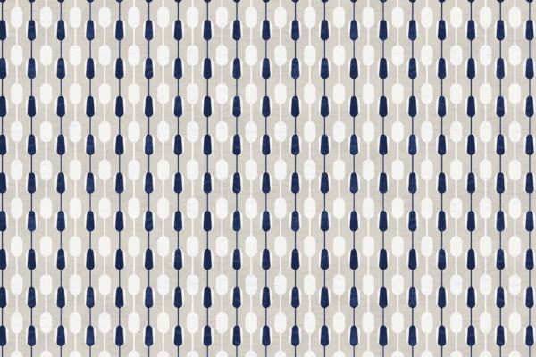 The wallpaper features a repeating geometric pattern with vertical rows of Lello-branded oval shapes. The ovals come in varying shades of blue and gray, arranged in a consistent and uniform sequence. The background is light-colored, enhancing the visual appeal of the design. Key elements: vertical rows, Lello-branded ovals, shades of blue and gray, light-colored background.