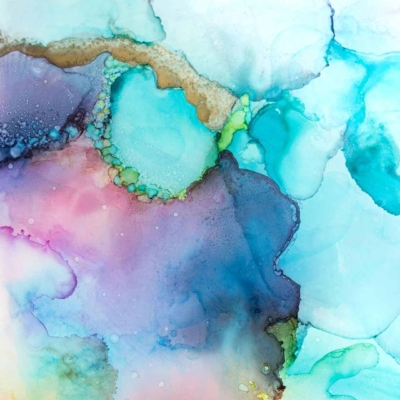 A vibrant abstract watercolor wallpaper featuring swirls and blobs of blues, purples, greens, and pinks blending together. The fluid, overlapping shapes create a serene and dynamic composition with varying textures and color intensities. Lively hues burst across the canvas in a harmonious dance of colors.