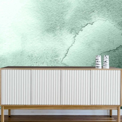 Light green, watercolor-textured wallpaper