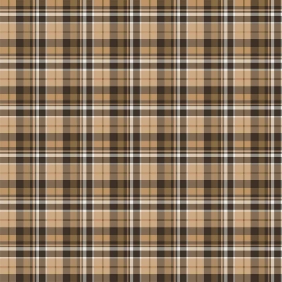 A seamless pattern features a classic tartan design with intersecting lines and squares in shades of brown, black, beige, and white. The repeating uniform plaid effect is perfect for fabric and fashion. Elements include:

- Intersecting lines
- Squares
- Shades of brown
- Black accents
- Beige highlights
- White details

Ideal wallpaper for adding a stylish touch to any attire or decor.