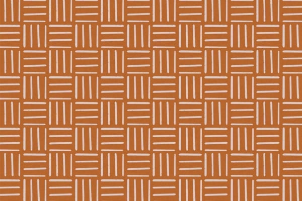 Wallpaper: Grid-like design with alternating vertical and horizontal white lines on an orange background. Evenly spaced lines form a repetitive, symmetrical pattern. Elements: White lines, orange background. Colors: White, Orange.