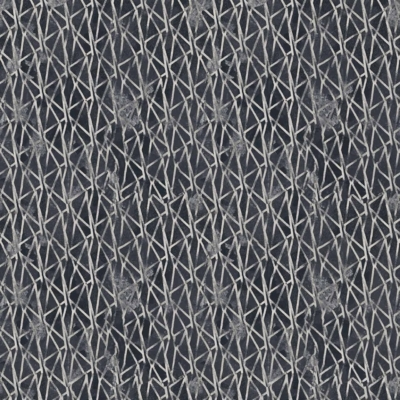 A close-up image of a textured wallpaper features an intricate, crisscrossing pattern of white lines on a dark background. The uneven, organic lines create a geometric yet abstract design. Predominantly dark and white elements highlight the evolving patterns of the past decade.