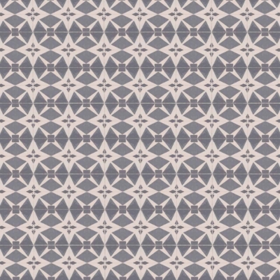 The wallpaper features a seamless pattern with repetitive interlocking diamond and star shapes in white, set against a dark grey background. The design creates an illusion of three-dimensionality, giving the impression of flying away into infinite space. Key elements: geometric design, diamonds, stars, white on dark grey background.