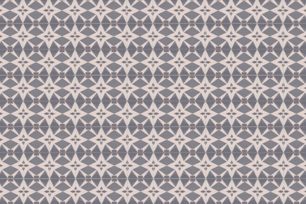 The wallpaper features a seamless pattern with repetitive interlocking diamond and star shapes in white, set against a dark grey background. The design creates an illusion of three-dimensionality, giving the impression of flying away into infinite space. Key elements: geometric design, diamonds, stars, white on dark grey background.
