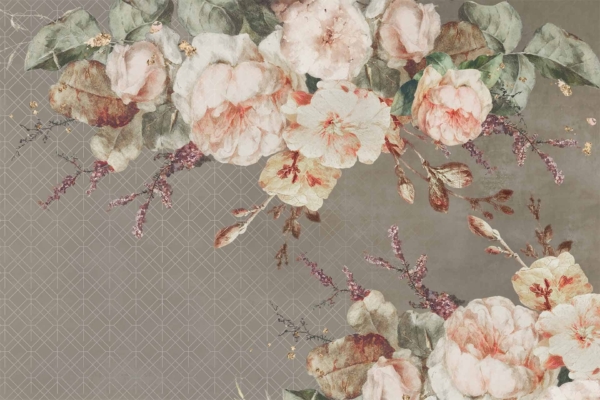 Sophisticated geometric pattern, muted brown background, subtle intricate designs.