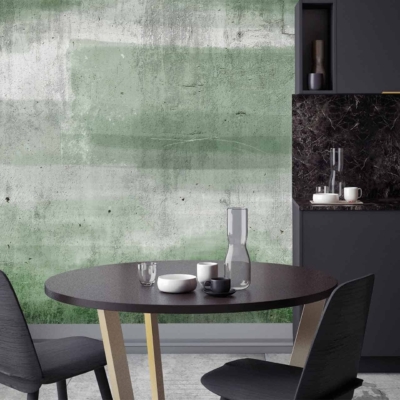 Envy-green textured wall.