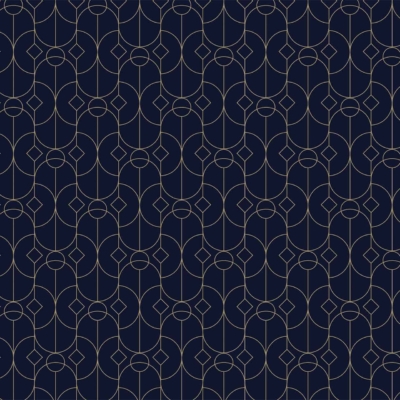 Seamless geometric wallpaper, interconnected abstract shapes, thin golden lines, dark background. Head-to-toe curved lines, circular forms, intricate and elegant design. Elements: gold lines, dark backdrop.