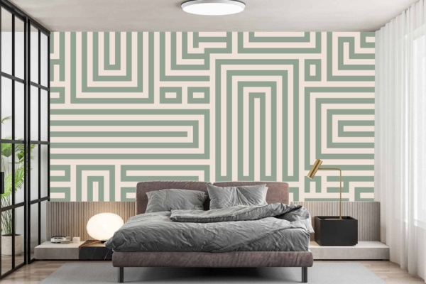 Green and beige geometric maze-like pattern, reminiscent of Maze Runner.