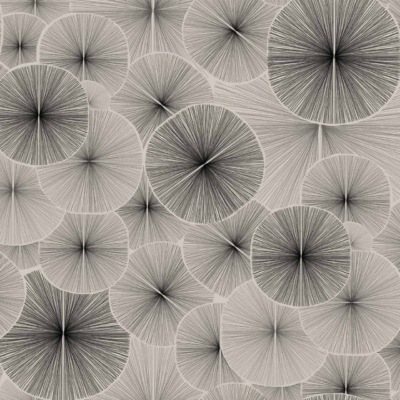 Dynamic spirograph design wallpaper with overlapping circles radiating fine pencil lines. Varying shades of grey create an intricate, textured composition. The circles differ in size and intensity, forming a visually engaging abstract pattern. Elements: overlapping circles, pencil lines, various grey shades, intricate spirograph-like texture.