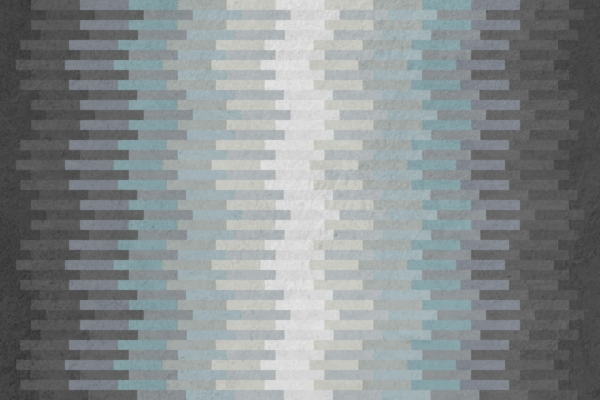 Wallpaper: Geometric pattern of horizontal, uniformly sized rectangles, aligned vertically. Gradient effect transitioning from dark gray on edges to light gray and turquoise in the center. Converging gradient in the middle. Textured background. Resembles sliding doors.
