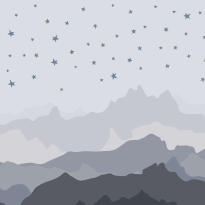 Title: Minimalist Mountain Range Wallpaper
Elements:
- Mountain range
- Various shades of blue and gray
- Light blue sky
- Scattering of simple star shapes
Colors:
- Blue (various shades)
- Gray (various shades)
- Light blue