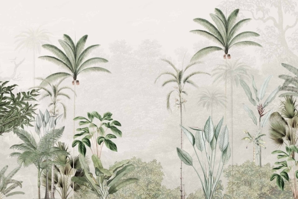 Illustration features:
- Tropical plants
- Palm trees
- Large leaves
- Tall palms
- Light-colored background
- Lush, jungle-like scene
- Vibrant greenery
- Variety of foliage: different shapes and sizes of leaves, from broad to slender.
- Colors: various shades of green, occasional touches of bright flowers or fruits.
Keywords:
Tropical plants wallpaper, palm trees illustration, jungle scene wallpaper, vibrant greenery background, lush foliage design.