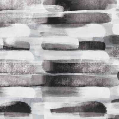 This digital painting wallpaper features horizontal brush strokes in black, gray, and white. The brush strokes have a textured, watercolor-like appearance with a layered and abstract pattern. Blurred lines contribute to the overlapping colors for an intricate design. Keywords: black, gray, white, horizontal brush strokes, textured watercolor effect, layered abstract pattern.