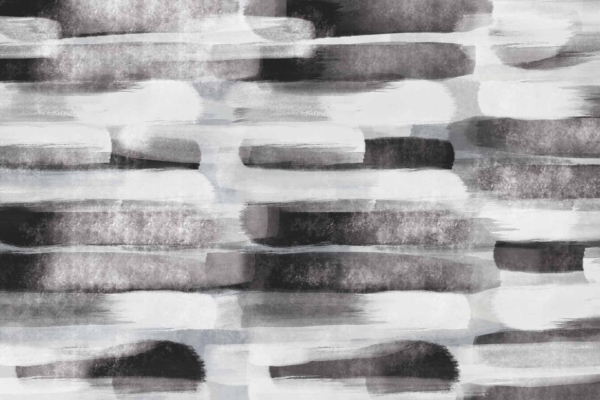 This digital painting wallpaper features horizontal brush strokes in black, gray, and white. The brush strokes have a textured, watercolor-like appearance with a layered and abstract pattern. Blurred lines contribute to the overlapping colors for an intricate design. Keywords: black, gray, white, horizontal brush strokes, textured watercolor effect, layered abstract pattern.