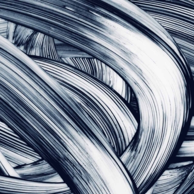 Abstract wallpaper featuring intricate, swirling patterns of interwoven curving lines in shades of black, white, and grey. Dynamic visual effect with textured appeal enhanced by broad strokes.