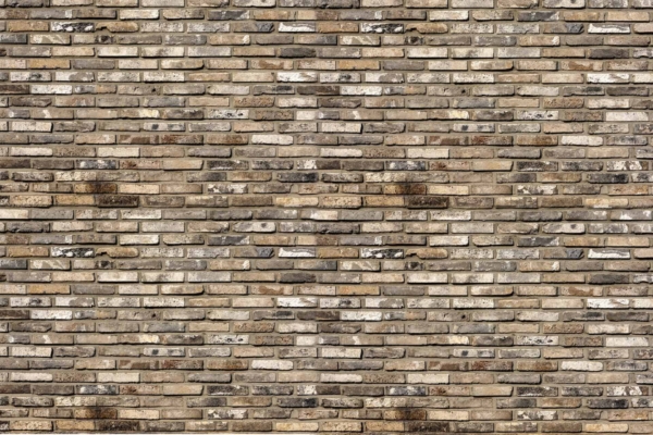 A detailed close-up wallpaper of a brick wall showcasing weathered and unevenly colored bricks, predominantly in shades ranging from light beige to dark brown. The bricks exhibit signs of wear and discoloration, with textures that evoke rustic charm. Colors include variations of beige, ochre, sienna, umber, and burnt orange. Some bricks feature cracks, chips, and patches of moss or lichen. This wallpaper captures the textured allure typical of Brooklyn street architecture.