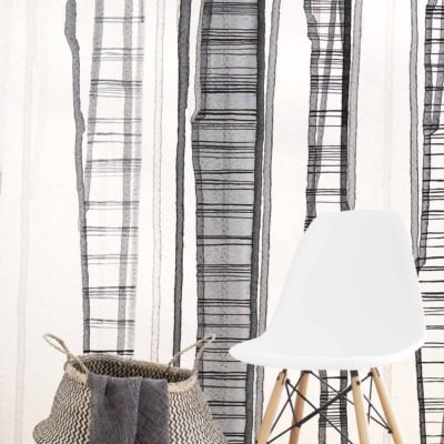 Abstract black and white vertical line pattern.