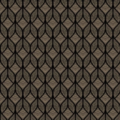 A seamless wallpaper pattern with interlocking black diamond shapes on a beige background. The geometric design creates a repetitive, symmetrical lattice-like arrangement. Key elements: black diamonds, beige background, geometric lattice pattern.