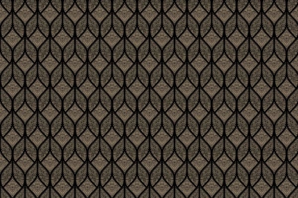A seamless wallpaper pattern with interlocking black diamond shapes on a beige background. The geometric design creates a repetitive, symmetrical lattice-like arrangement. Key elements: black diamonds, beige background, geometric lattice pattern.