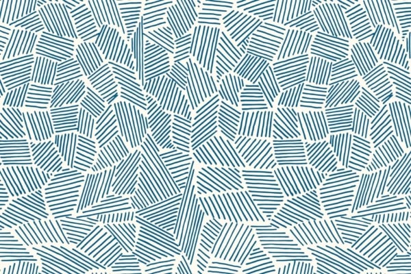 An abstract wallpaper featuring irregular shapes filled with parallel teal lines on a white background. The dynamic, maze-like pattern evokes complexity and intrigue, ideal for settings that value higher learning. Elements: irregular shapes, parallel lines, teal color, white background.