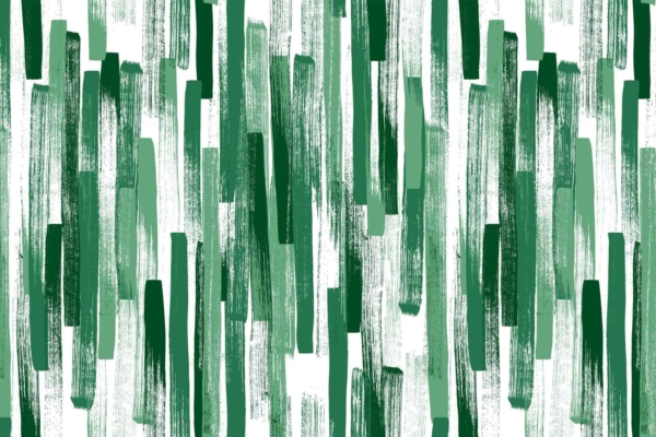 Abstract pattern with vertical brushstrokes, featuring various shades of green on a white background. Irregular strokes vary in thickness and intensity, creating a dynamic, textured visual effect. Ideal for contact paper or wallpaper designs. Key elements: vertical brushstrokes, shades of green, white background, irregular strokes, dynamic texture.