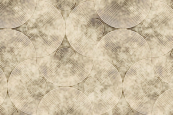 A seamless pattern wallpaper featuring interconnected concentric circles in varying shades of beige and brown. The alternating light and dark rings create an optical illusion, forming a visually textured and symmetrical design.