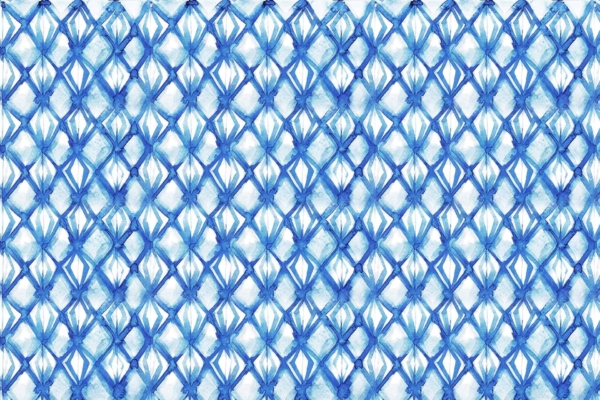 Seamless geometric pattern, hand-painted blue diamond shapes, interlocking design, varying shades of blue, fine jewelry allure, watercolor effect, textured feel, white background.