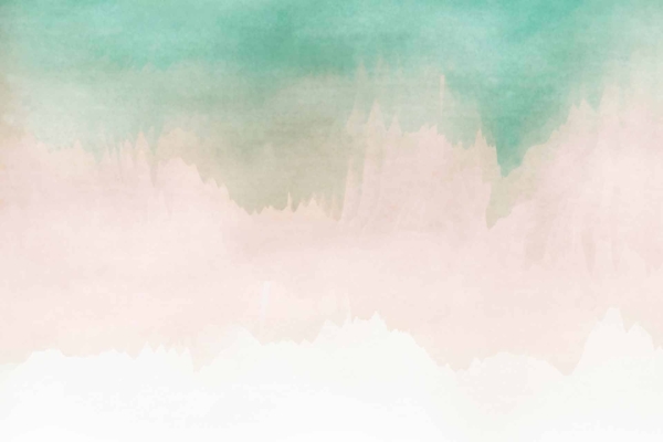 Watercolor wallpaper features a gradient effect with soft green hues at the top, seamlessly transitioning to light beige and pinkish tones at the bottom. Creates a serene, abstract landscape.