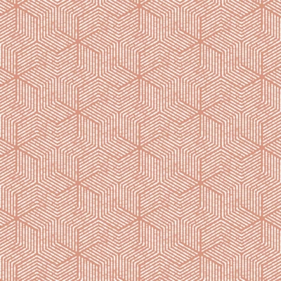 Seamless geometric pattern | Interlocking hexagons | Muted reddish-brown color | Fine parallel lines inside hexagons | Depth and texture | Symmetrical design | Modern and sophisticated feel.