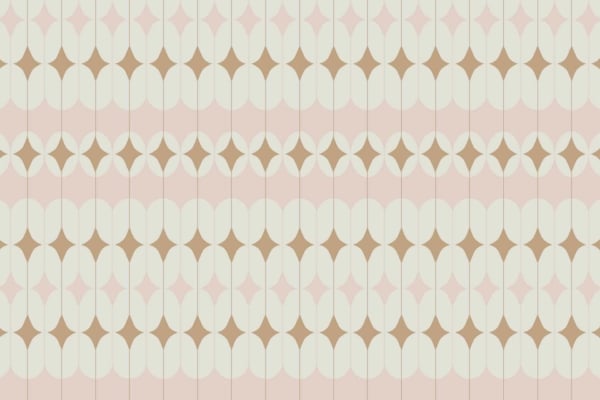 Wallpaper features:
- Rows of elongated oval shapes in pale beige
- Diamond-shaped accents in light brown
- Soft pink background
- Visually rhythmic and symmetrical layout
- Delicate, Game of Thrones sigil-inspired design