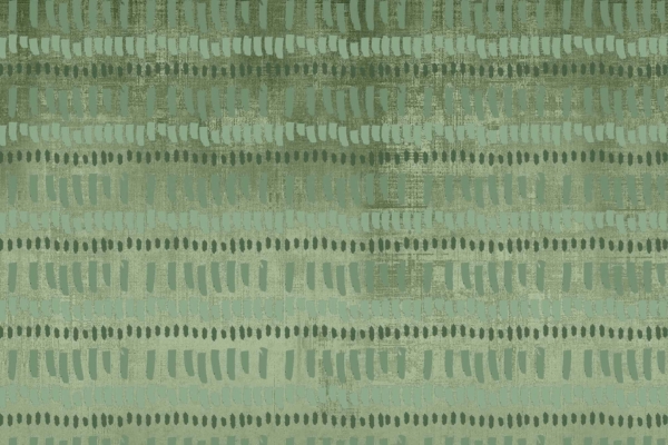 Abstract pattern wallpaper featuring horizontal rows of green brushstroke-like marks in varying shades. Resembling grasslands, it creates a repetitive, textured appearance. Unevenly spaced strokes lend a dynamic, organic feel. Elements include green brushstrokes and varying shades; colors are predominantly green.