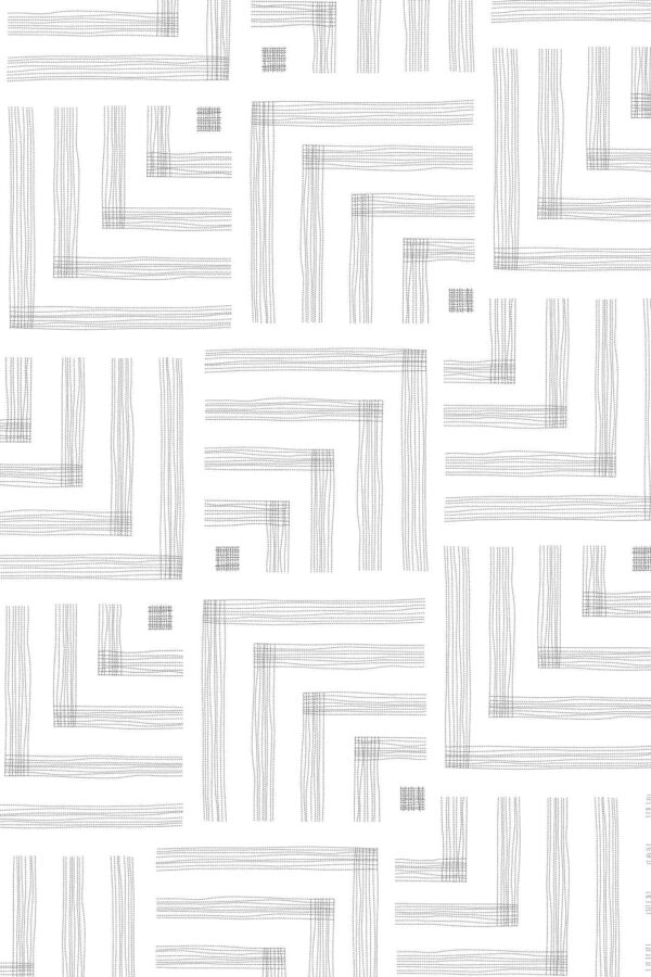 Abstract wallpaper design featuring:
- Repeating pattern of angular, loosely connected black lines
- Shapes resembling partial squares and rectangles
- White background
- Varied line thickness for depth and texture
Colors: Black, White