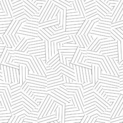 The image features a complex black and white geometric wallpaper pattern. It consists of diagonal, straight lines creating interconnected, irregular polygons. The design is repetitive, symmetrical, and gives a sense of movement and depth. Colors are strictly black and white.