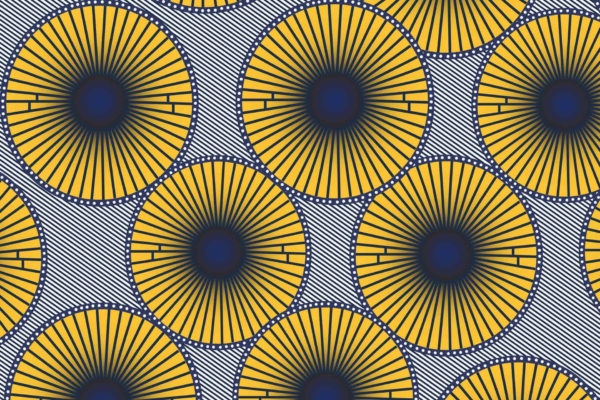 Wallpaper featuring circular shapes with dark centers, radiating yellow lines, and interspersed blue lines. Circles are outlined with dotted lines. Background is dynamic yet harmonious, reminiscent of Nelson's Threads. Elements: circles, dark center, yellow lines, blue lines, dotted outline. Colors: dark (center), yellow (lines), blue (lines).