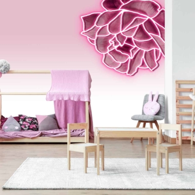 Wallpaper elements: pink, white, floral pattern, flowers.