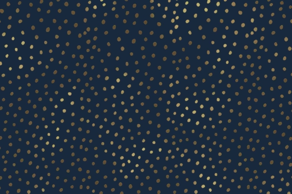 Dark blue wallpaper with scattered, irregular gold dots. Varied dot sizes and placement create a dynamic, textured pattern. Reminiscent of Van Gogh's Starry Night, combining playful elegance and rich colors.