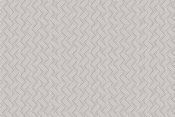 Seamless black-and-white pattern with continuous interlocking wavy diagonal lines. Repetitive geometric texture, forming a herringbone-like appearance. Features subtle curves and angles, resembling an intriguing road less traveled.