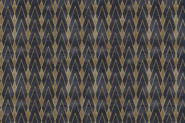 A wallpaper pattern with repeating zigzag lines in gold and dark gray on a black background. The zigzags create a geometric, chevron-like design reminiscent of The Secret History. Stylish, modern gold, dark gray, black background.