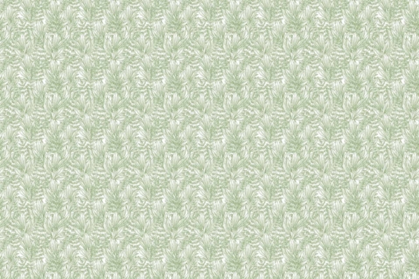 Seamless pattern of light green palm leaves on a slightly darker green background. Subtle personal traces in intricate arrangement. Dense, repetitive foliage design evokes tropical feel and is captivating. Elements: light green palm leaves, slightly darker green background. Colors: light green, dark green.