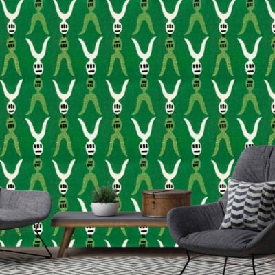 Vibrant green and white abstract wallpaper, featuring subtle Ukiyo influences. Elements include fluid lines and organic shapes, evoking traditional Japanese art with a modern twist. Ideal for search terms: vibrant green wallpaper, white abstract design, Ukiyo-e inspired pattern.