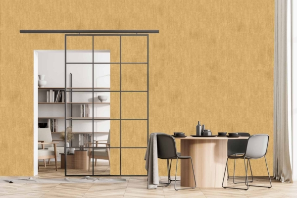 Muted mustard wallpaper.