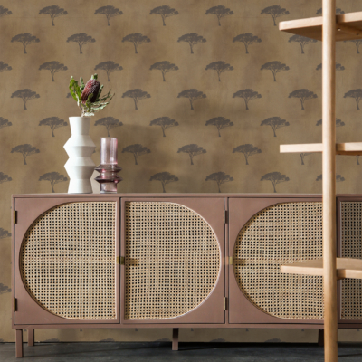 Beige wall with a subtle tree pattern