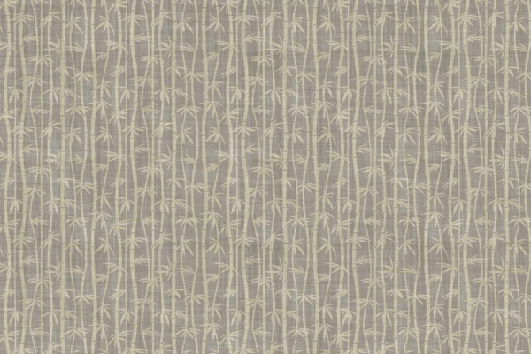 A seamless pattern with light-colored bamboo stalks, leaves, and bamboo shoots on a gray background. The design is repetitive with uniform placement, creating a calming wallpaper effect reminiscent of a bamboo forest. Elements: light-colored bamboo stalks, leaves, shoots. Colors: light shades for bamboo elements, gray background.