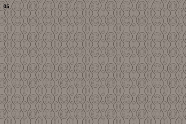 **Wallpaper Description:**
- **Pattern:** Rows of abstract, elongated oval shapes
- **Style:** Reminiscent of African beads
- **Formation:** Made by small black dots
- **Background Color:** Gray
- **Alignment:** Vertical columns with varying sizes
- **Texture Effect:** Created by size variation in ovals
- **Detail Element:** Number "05" in the top left corner, in black
**Keywords for Search:**
Abstract oval shapes, African bead pattern, black dots on gray background, vertical column alignment, textured effect wallpaper.