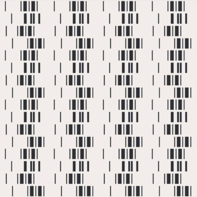 Wallpaper with a beige background featuring rows of black vertical lines grouped into barcode-like patterns. 'b5' in black text to the left of each set. The pattern repeats consistently, similar to aligned domino tiles.
