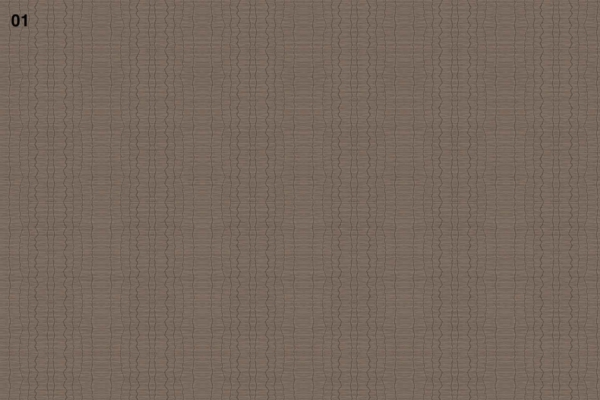 Textured brown floor cloth, subtle wavy pattern resembling vertical lines, black text "01" in top-left corner.
