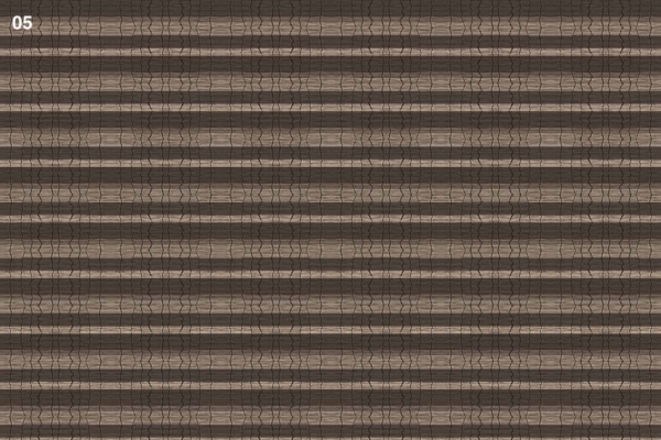 Vintage wallpaper pattern with horizontal, wavy lines in shades of brown and gray. The design has a repeating, textured, and three-dimensional appearance. Number "05" is visible in the top left corner.
