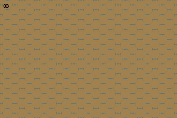 The wallpaper features a tan-colored surface with a repeating hexagonal pattern. Each hexagon is outlined in a darker shade of tan, and small blue connections appear at each vertex.