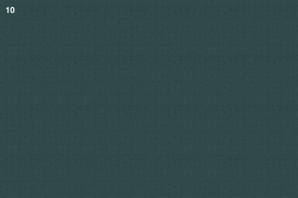 Dark green background, small white text "10", top left corner, garden-like feel, minimalistic design.