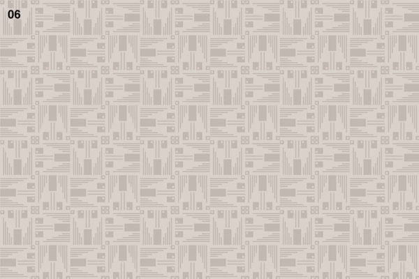 Beige geometric pattern, various rectangles and squares, different line thicknesses, small dots, printmaking techniques, repetitive tiled design.